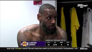 LeBron James POSTGAME INTERVIEWS  Los Angeles Lakers beat New Orleans Pelicans 139122 [upl. by Netsrek]