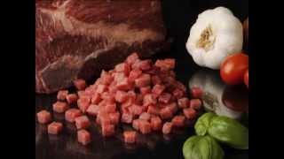 FOODLOGISTIK  beef meat dicing 10x10x10 mm cubes [upl. by Girardi964]