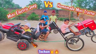 Mini Tractor Vs electric jeep tochan mukabla  DIY tractor [upl. by Singer]