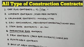 Type of Construction Contracts  Contracts Vs Agreement [upl. by Korwun]