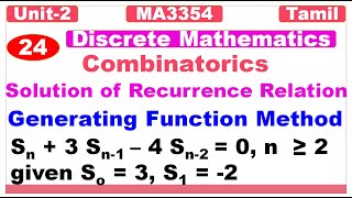 Discrete Mathematics MA3354  CombinatoricsSolving Recurrence RelationGenerating Function Method [upl. by Ely924]