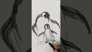 Easy Penguin 🐧 Sketch Tutorial sketch timelapsart [upl. by Notselrahc]