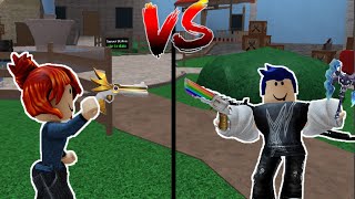 Playing MM2 aim trainer as a boy doing 1v1 Roblox player [upl. by Nutsud]