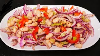 💯 Express Salade Haricot Blanc❗ Vegan salade rapide  Salata tarifleri  meze saladrecipe [upl. by Nitsyrk]