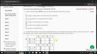 NPTEL Probability Theory for Data Science Week7 Assignment7 Solution JULY 2024 [upl. by Alida141]