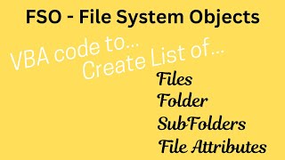 Excel VBA  File System Objects  FSO  FileSystemObjects  MISSupportJunction [upl. by Ahsata]