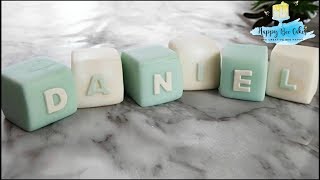 Fondant Baby name letter blocks tutorial 👶 Christening Baby shower cake [upl. by Harim821]