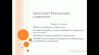 Angular 17 The Future of Development  Standalone Components Explained [upl. by Almond62]