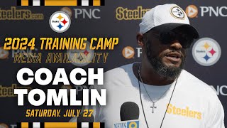 Coach Mike Tomlin Training Camp Media Availability July 27  Pittsburgh Steelers [upl. by Ynahpets]