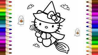 Learn to Draw Hello Kitty in a Spooky Witch Costume for Halloween Art Fun [upl. by Presber250]