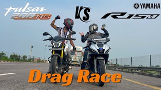 Bajaj Pulsar NS200 BS7 2024 Digital Meter VS Yamaha R15M  Drag Race 😱 Full Throttle [upl. by Eiramaliehs]