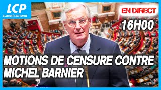 Motions de censure contre Michel Barnier  examen dans lhémicycle  04122024 [upl. by Anerehs]