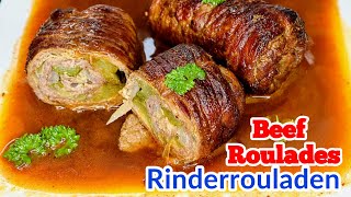 Rinderrouladen Rezept  Beef Roulades  Wie man Rinderrouladen selber macht [upl. by Niela]