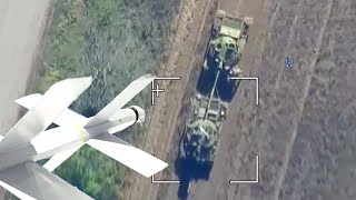 Lancet drone strike on Ukrainian T64 tank [upl. by Furey]