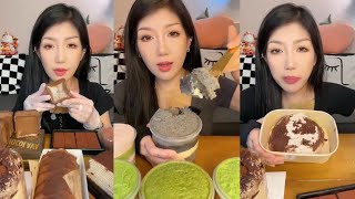 Asmr Chocolate CakeTowel Roll CakeCream CakeContainer CakeChoco FudgeEating Matcha Cake🍰Mukbang [upl. by Ynohtona604]