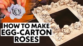 How to Make EggCarton Roses Tutorial [upl. by Alolomo38]