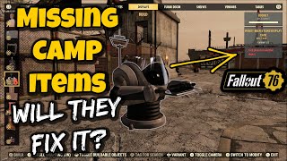 Fallout 76 Missing CAMP Items  Will They Be Fixed Stein Displays Communist Items Possibly More [upl. by Attennaj]