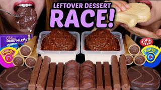 ASMR LEFTOVER DESSERT RACE BIG CHOCOLATE PROFITEROLES CADBURY KITKAT FERRERO GUMMY ROLLS 먹방 [upl. by Warfourd]