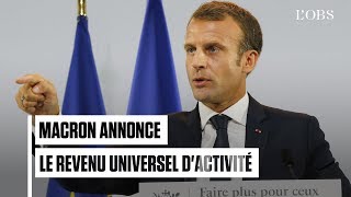 Plan pauvreté  Emmanuel Macron annonce le revenu universel dactivité [upl. by Danit]