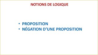 PROPOSITION ET NEGATION DUNE PROPOSITION  NOTIONS DE LOGIQUE 1ere BAC SEX ET SM [upl. by Tiffany]