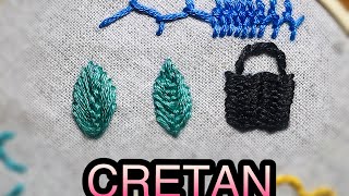 프랑스자수 크레탄 스티치cretan stitchhand embroidery stitch 나뭇잎스티치 [upl. by Elleinod]