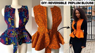 DIY Reversible Pinafore Peplum Blouse with 720 Degrees Flare Cutting and Stitching Tutorial [upl. by Ecitsuj]