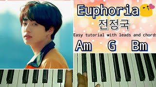 BTS 방탄소년단 Jeon jungkook 전정국  Euphoria  Easy Tutorial with leads and chords [upl. by Eiddet946]