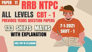 RRB NTPC Previous year question paper in English  712021 shift1  ntpc rrbntpcexam maths [upl. by Moraj917]