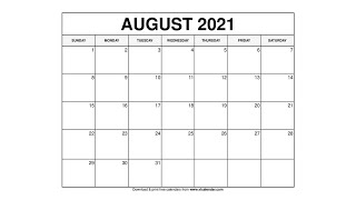 Printable August 2021 Calendar Templates with Holidays  VL Calendar [upl. by Kcoj951]