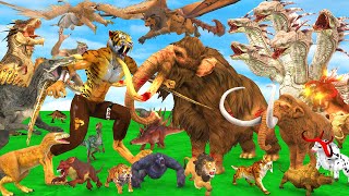 Tyrannosaurus vs Mammoth Elephant Prehistoric Mammals Saber Tooth Tiger Attack Baby Mammoth Ice Age [upl. by Holly144]