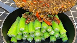 Okra Recipe How to Boil Okra to Keep It Green amp Delicious  Easy Okra Sauce [upl. by Lovell765]