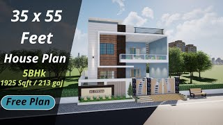 35 X 55 feet house plan 1925 SQFT house Design [upl. by Rey]