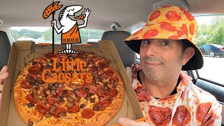 little caesars 5 meat feast food review [upl. by Yeslehc]