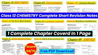 Class 12 Complete Chemistry Short Revision Notes  One Page One Chapter Revision Notes For Exam 2024 [upl. by Araes430]