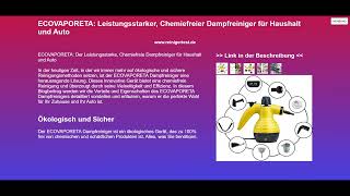 ECOVAPORETA Leistungsstarker Chemiefreier Dampfreiniger für Haushalt und Auto [upl. by Ube41]