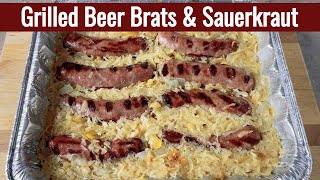 How to make Grilled Bratwurst and Sauerkraut  Beer Brats and Sauerkraut  Grilling [upl. by Huan939]