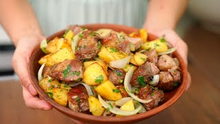 Шашлык больше не нужен САМОЕ вкусное МЯСО с картошкой на сковороде Вариация грузинского Оджахури [upl. by Nnylylloh]