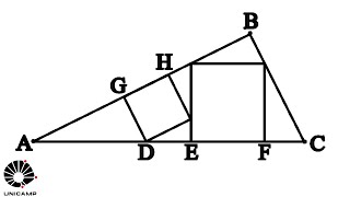 A figura a seguir mostra um triângulo ABC que contém dois quadrados [upl. by Deckert]