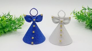 Glitter Foam Sheet Christmas Angel  DIY Christmas decor AngelChristmas ornament Tutorial [upl. by Derfla]