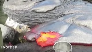 How Geologists Collect Lava Samples From Volcanoes [upl. by Aicia]