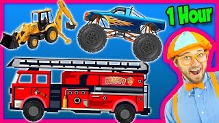 Videos for Kids 1 Hour Compilation  Fire Trucks  Monster Trucks  Backhoe  Blippi [upl. by Sialac]