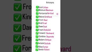 Antonyms in english  Antonyms for beginnersshortsviral [upl. by Lavro]