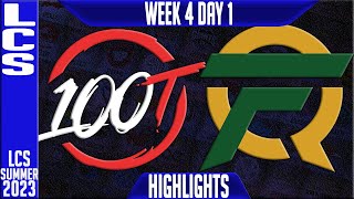 100 vs FLY Highlights  LCS Summer 2023 W4D1  100 Thieves vs FlyQuest [upl. by Rebane]