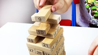 Lets play kids with Number building blocks Wooden Jenga Game Count to 51 [upl. by Ollecram950]