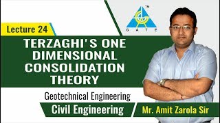 Terzaghis One Dimensional Consolidation Theory  Lecture 24  Geotechnical Engineering [upl. by Primrose]