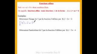 3eme cours de maths sur les fonctions affines definition et calculs [upl. by Dnalyar276]