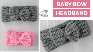 CROCHET Baby Bow Headband EASY and QUICK crochet baby pattern by Winding Road Crochet [upl. by Quackenbush]