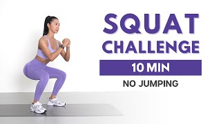 10 min SQUAT CHALLENGE  Full Body Fat Burn at Home No Jumping No Repeat [upl. by Heshum139]