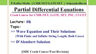 PDE Lect06 Solution of WAVE Equation with finite amp Infinite string length and DAlembert Solution [upl. by Steiner]