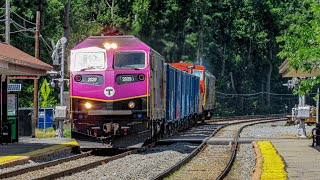 Passenger Engines Leading Freight Trains  MBTA Ballast Extras [upl. by Mel]